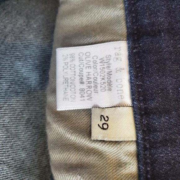 Rag & Bone Olive Harrow Skinny Jeans Sz 29 - Picture 8 of 8
